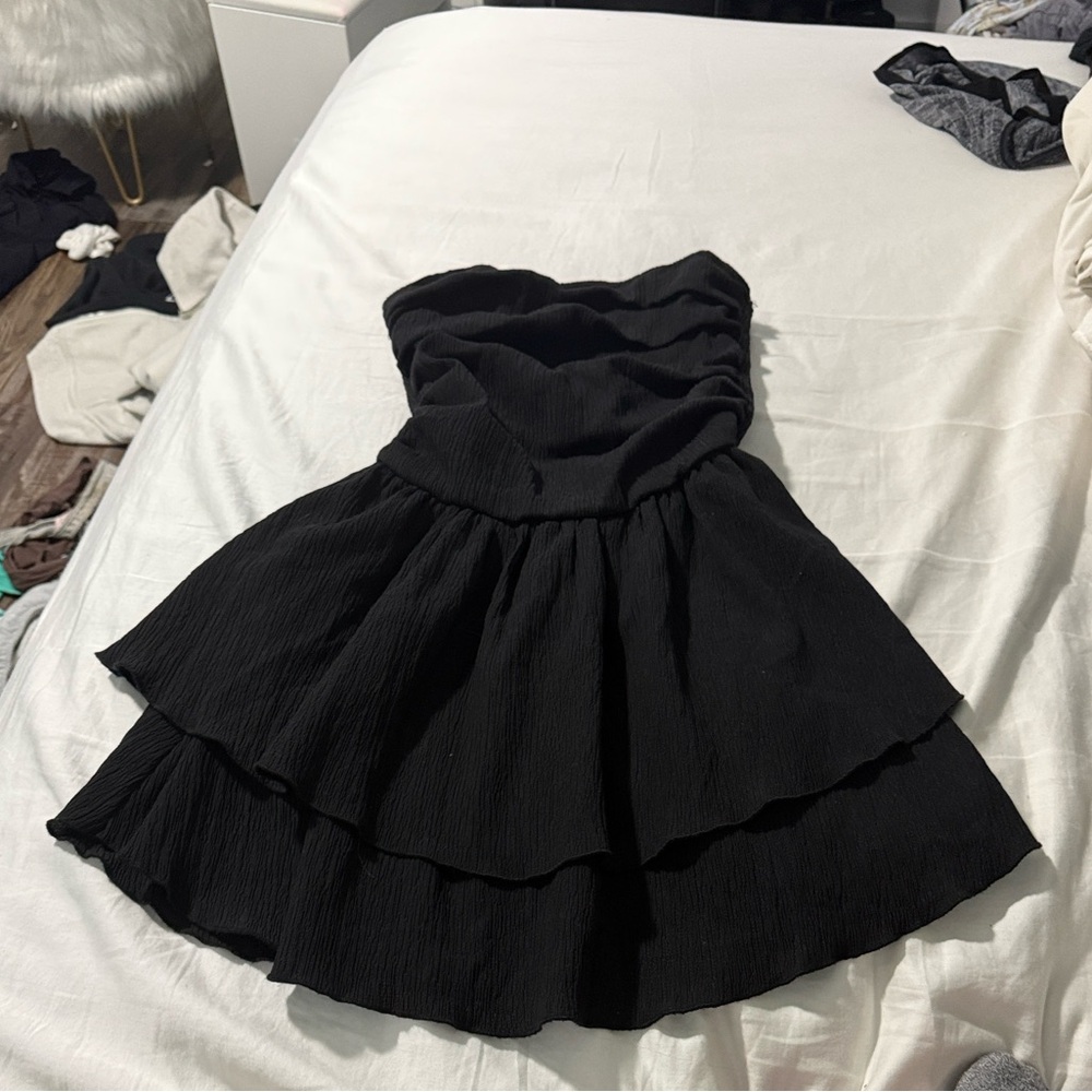 Cider Black Strapless Layered Dress